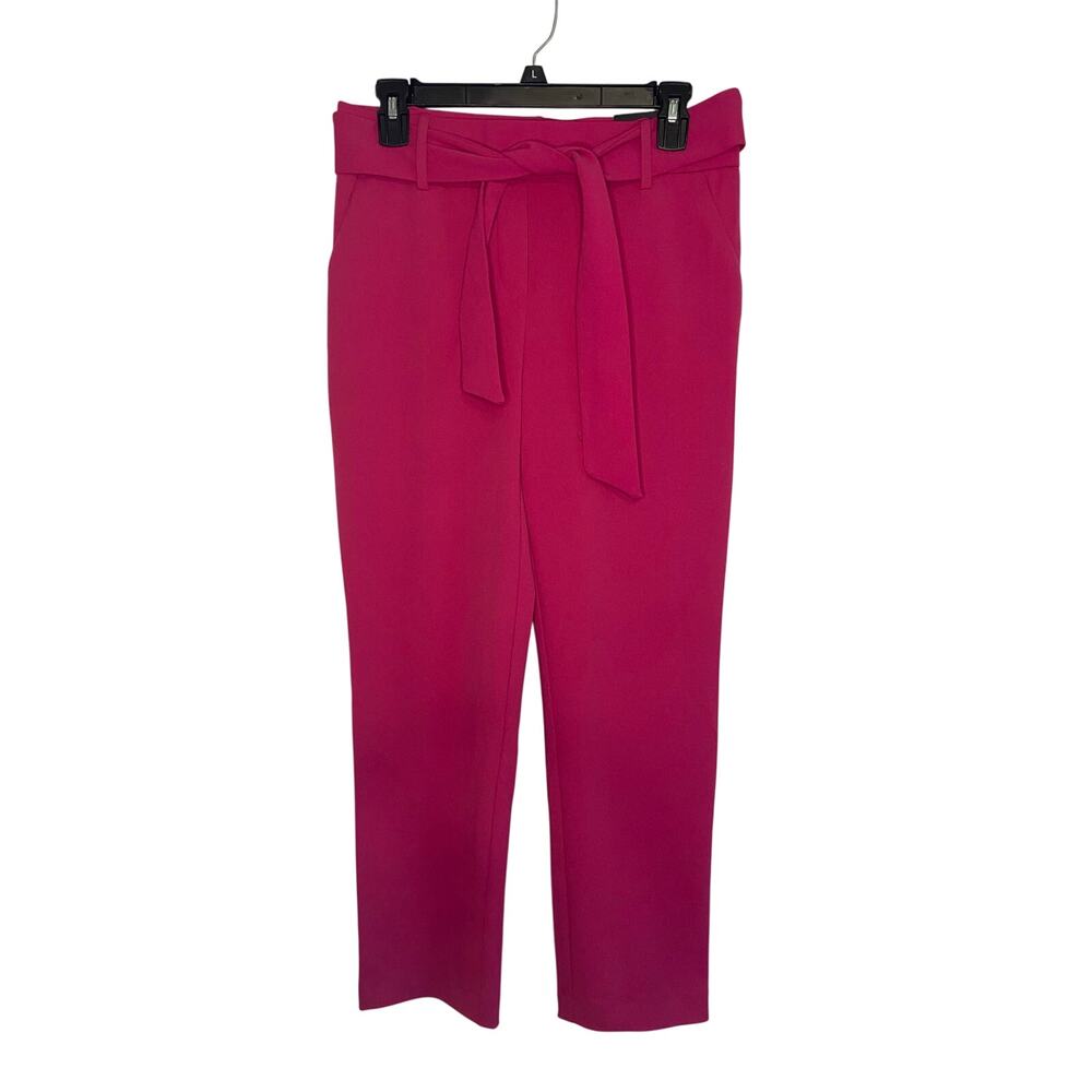 NWT Rachel Zoe Hot Pink Trouser Pants Pull On Mid Rise Slim Leg Dress Work Med